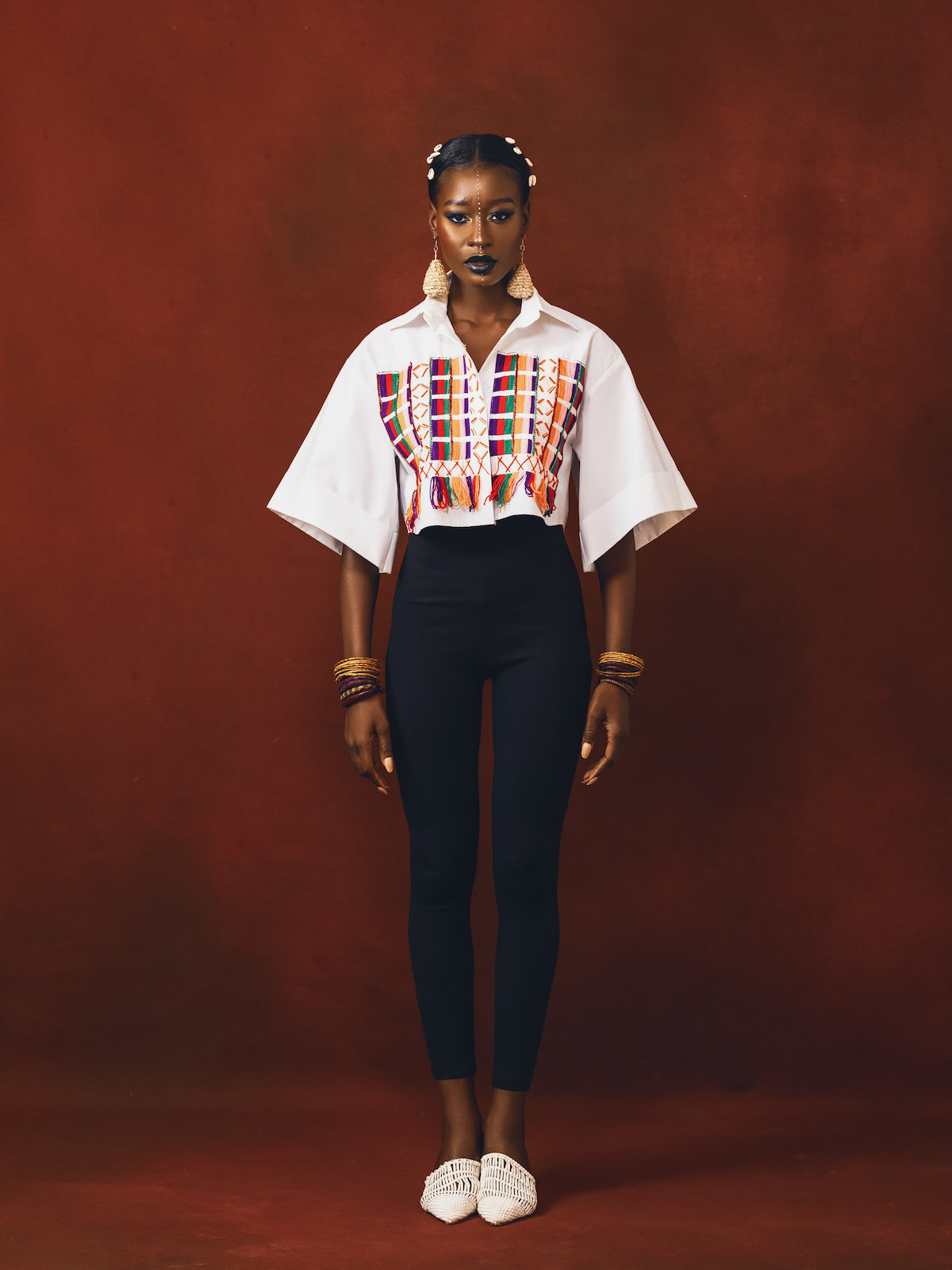 White Fulani Embroidered Crop Top