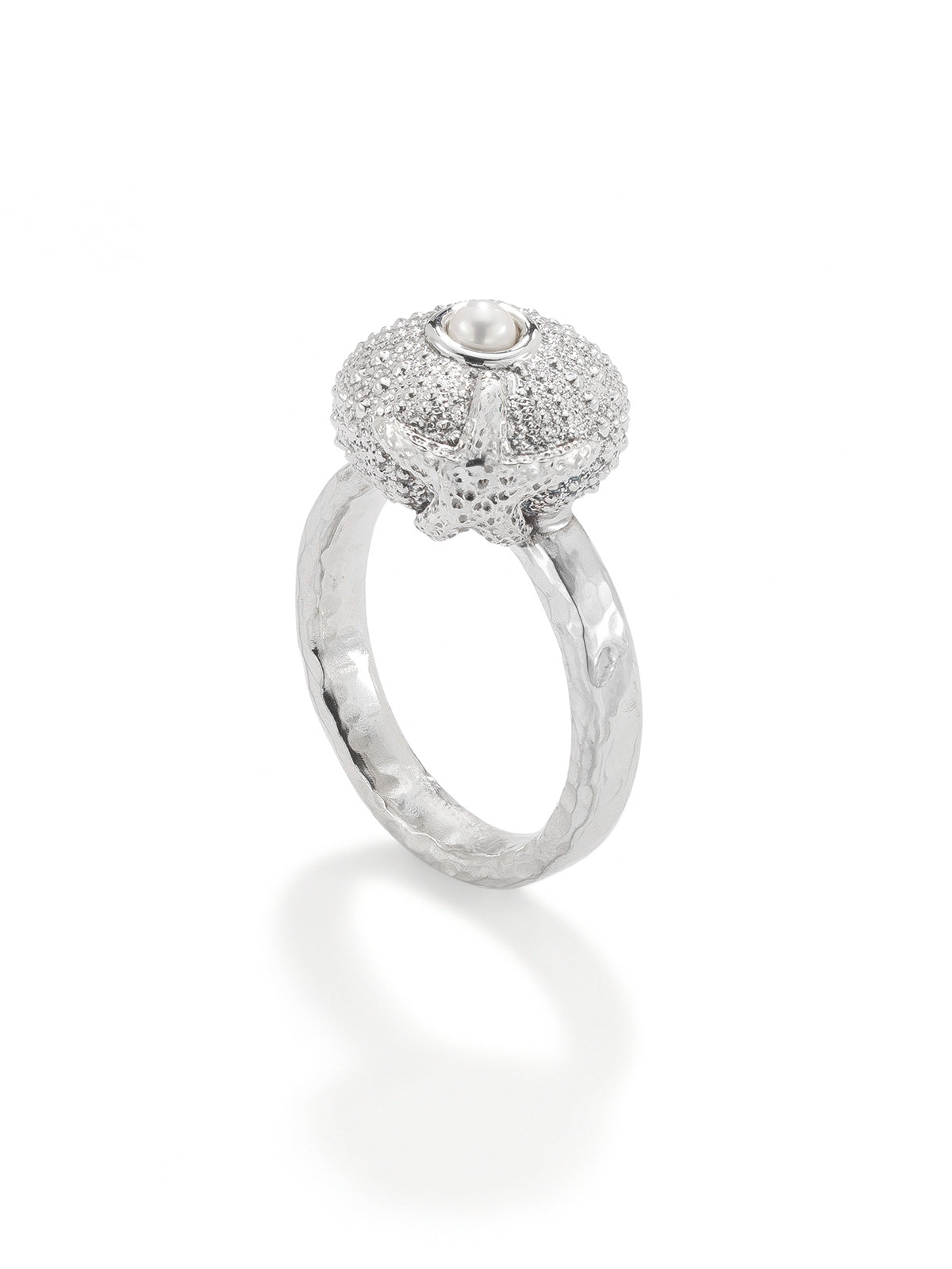 Sea Urchin Starfish Ring with Pearl