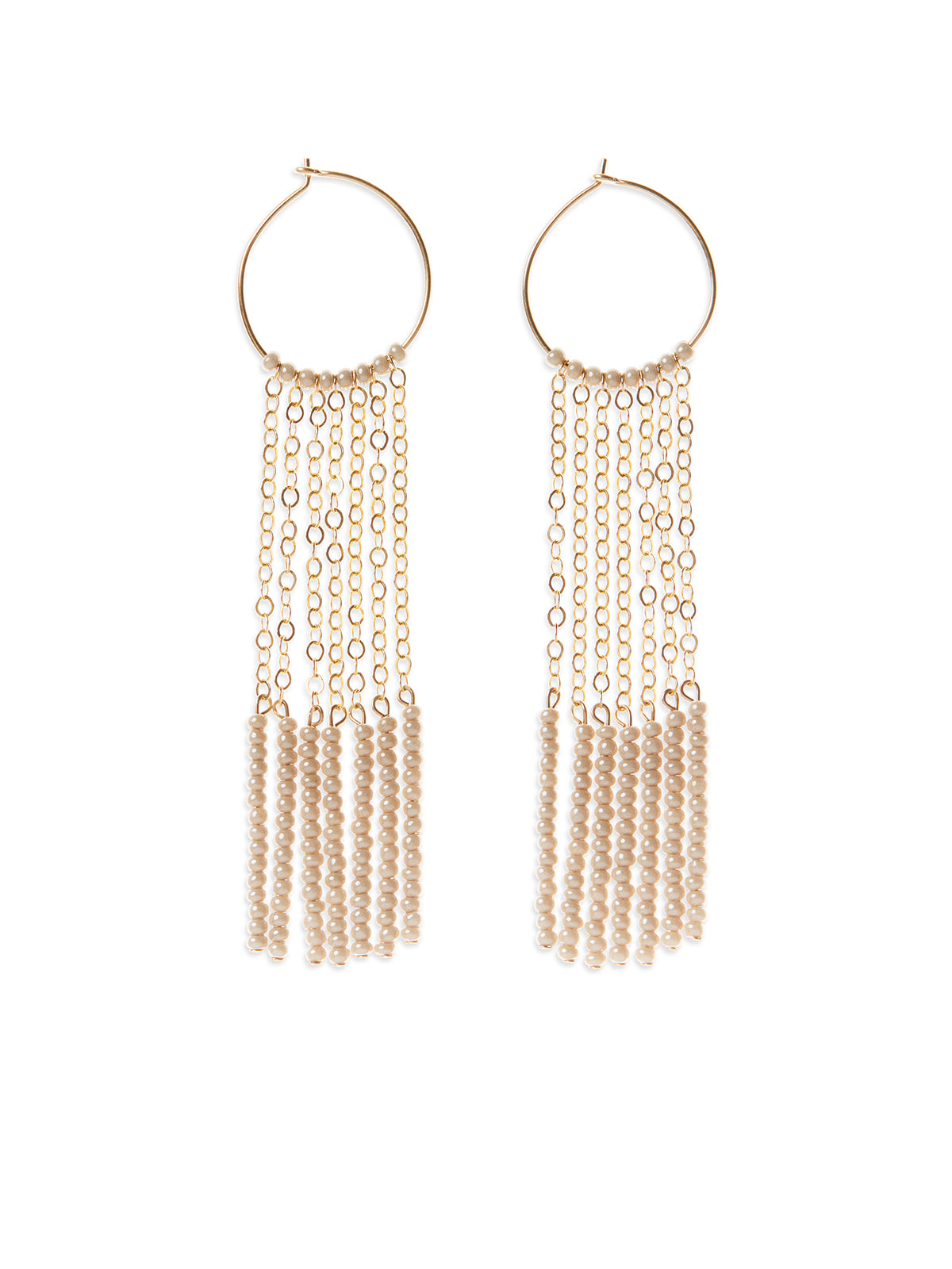 Extra Small Hoop Tassel Earrings