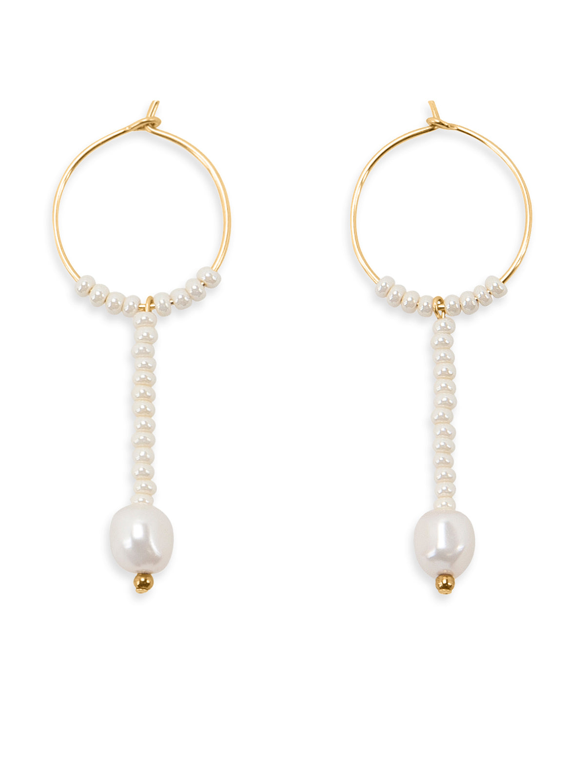 Extra Small Drop Pearl Hoop Earrings